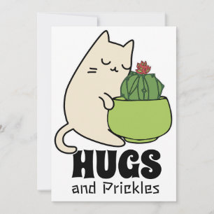 Cartes Pour Fêtes Annuelles Cactus embrassant Cat serrés et poussins
