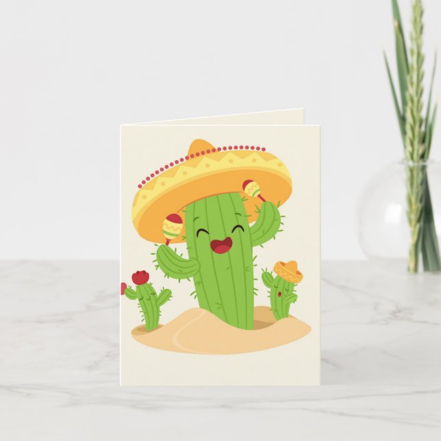 Cartes Pour Fêtes Annuelles Cactus mignon (Devant)