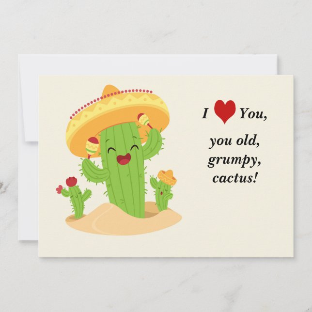 Cartes Pour Fêtes Annuelles Cactus mignon (Devant)