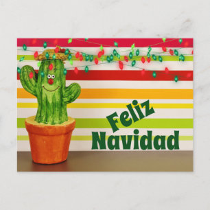 Cartes Pour Fêtes Annuelles Cactus mignons et lumières festives Feliz Navidad