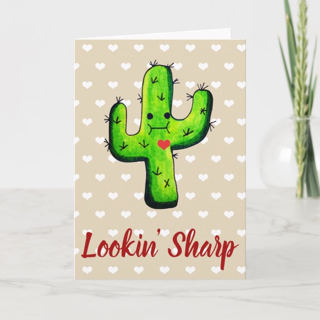 Cartes Pour Fêtes Annuelles Cactus pointu Valentine de Lookin (Devant)