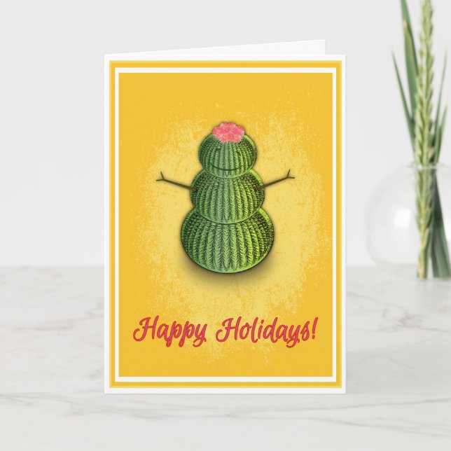 Cartes Pour Fêtes Annuelles Cactus Snowman (Devant)