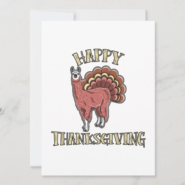 Cartes Pour Fêtes Annuelles Cadeau amusant de Thanksgiving Lama Alpaca Dinde (Devant)