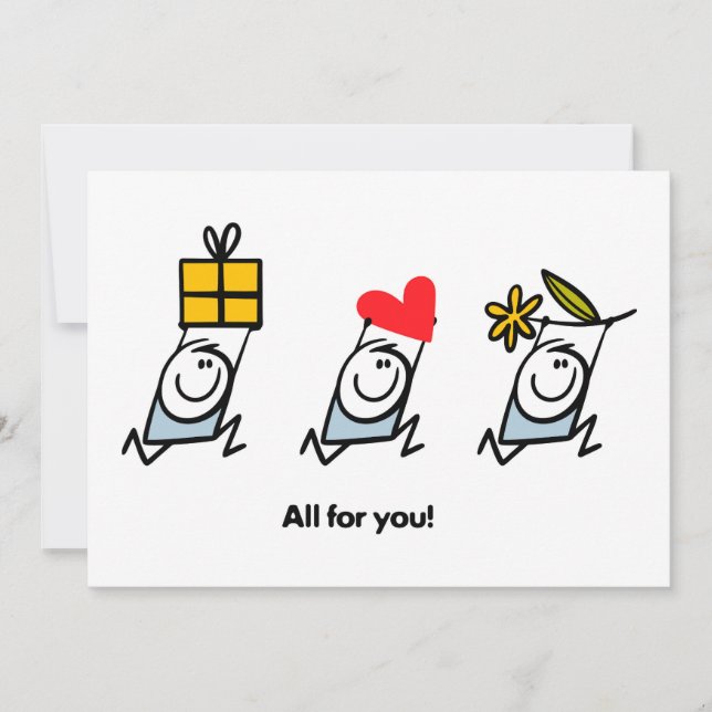 Cartes Pour Fêtes Annuelles Cadeau, coeur et fleur (Devant)