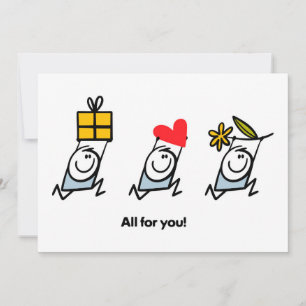 Cartes Pour Fêtes Annuelles Cadeau, coeur et fleur