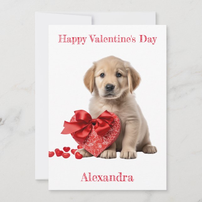 Cartes Pour Fêtes Annuelles Cadeau Coeur Golden Retriever personnalisé Valenti (Devant)