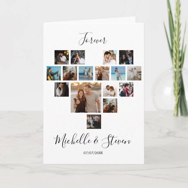 Cartes Pour Fêtes Annuelles Cadeau Couples Saint Valentin Coeur Photo Collage (Devant)