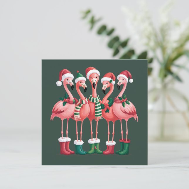 Cartes Pour Fêtes Annuelles Cadeau d'amant de flamant Noël Joyeux Noël (Debout devant)
