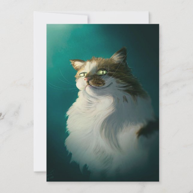 Cartes Pour Fêtes Annuelles Cadeau de chat rusé mignon| Chat drôle pour la fêt (Devant)