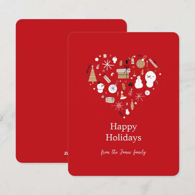 Cartes Pour Fêtes Annuelles Cadeau de cœur rouge simple (Devant / Derrière)