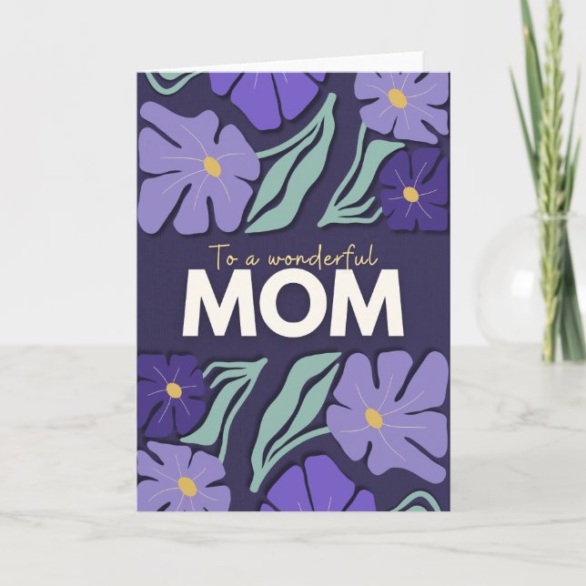 Cartes Pour Fêtes Annuelles Cadeau de Fête des Mères Fleuris Violet - À Maman (Devant)