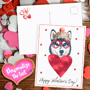 Cartes Pour Fêtes Annuelles Cadeau de la Saint-Valentin amateur de chiens Husk