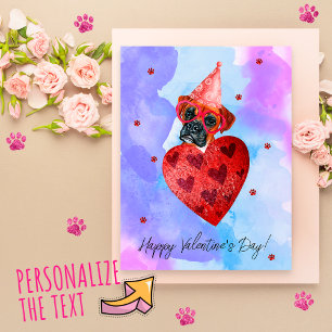 Cartes Pour Fêtes Annuelles Cadeau de la Saint-Valentin Boxer Bleu Violet Chie