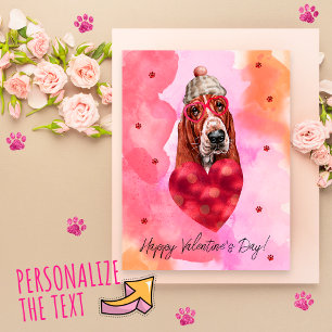Cartes Pour Fêtes Annuelles Cadeau de la Saint-Valentin Chien Basset Hound Ora
