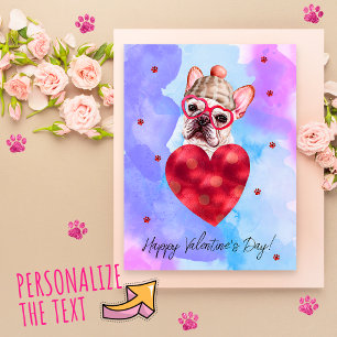 Cartes Pour Fêtes Annuelles Cadeau de la Saint-Valentin Chien Bouledogue Franç