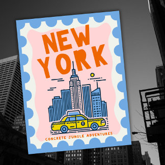 Cartes Pour Fêtes Annuelles Cadeau de New York City  Art de voyage Skyline USA