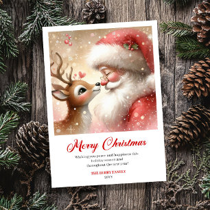 Cartes Pour Fêtes Annuelles Cadeau de Noël adorable avec Santa et Rudolph