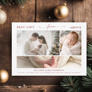 Cartes Pour Fêtes Annuelles Cadeau de Noël au-dessus de trois photos de bébé é
