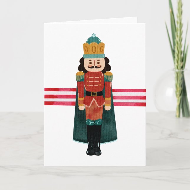 Cartes Pour Fêtes Annuelles Cadeau de Noël Casse-Noisette Rouge Vert (Devant)