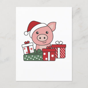 Cartes Pour Fêtes Annuelles Cadeau de Noël de cochon Animaux d'hiver Porcs