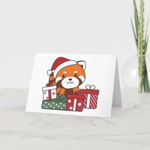 Cartes Pour Fêtes Annuelles Cadeau de Noël de Panda roux Hiver Pandas rouges
