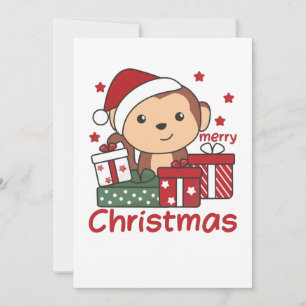Cartes Pour Fêtes Annuelles Cadeau de Noël de singe Animaux d'hiver Singes