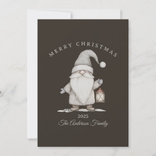 Cartes Pour Fêtes Annuelles Cadeau de Noël gnome senior argent crème personnal
