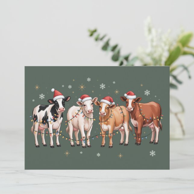 Cartes Pour Fêtes Annuelles Cadeau de Noël pour amateur de vaches Drôle de fer (Debout devant)
