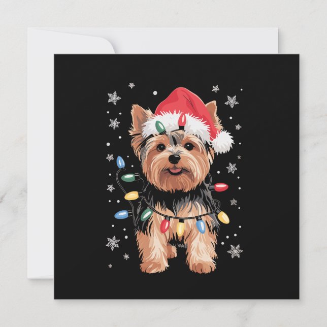Cartes Pour Fêtes Annuelles Cadeau de Noël pour chien Yorkie long (Devant)