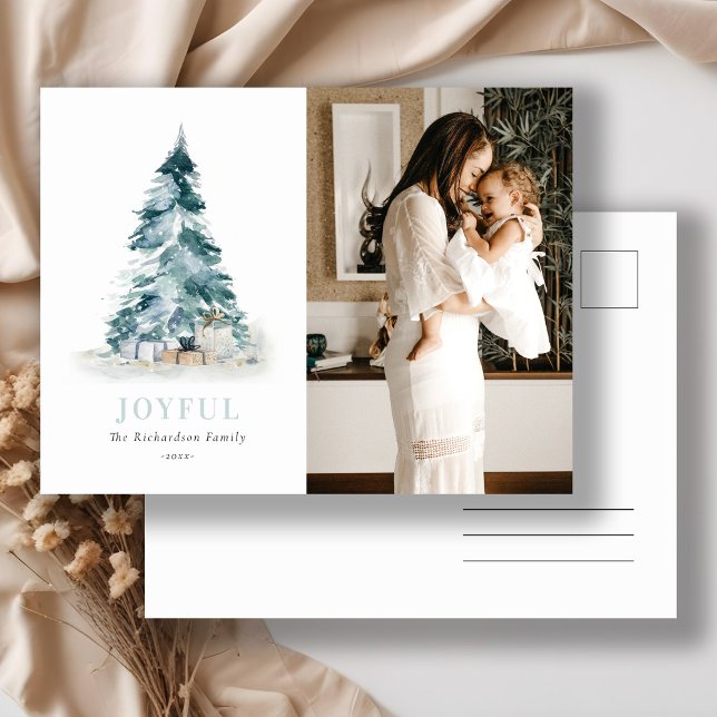 Cartes Pour Fêtes Annuelles Cadeau de photo d'arbre de Noël pin aquarelle Jotf (Créateur téléchargé)