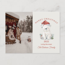 Cadeau de photo de Noël à l'aquarelle d'ours polai
