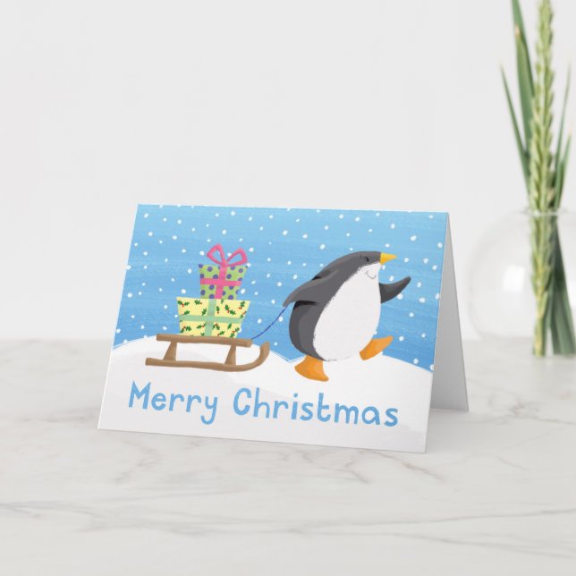 Cartes Pour Fêtes Annuelles cadeau de pingouin (Devant)