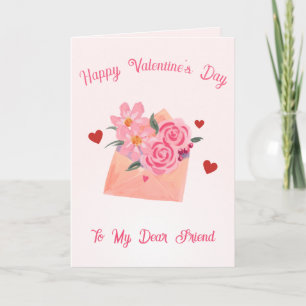 Cartes Pour Fêtes Annuelles Cadeau de Saint-Valentin Fleur Aquarelle pour Ami 