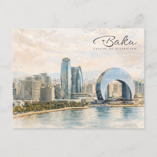Cartes Pour Fêtes Annuelles Cadeau de voyage à l'aquarelle de Bakou, capitale