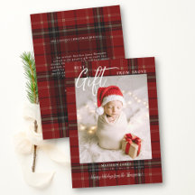 Cadeau d'en haut carreau rouge Noël bébé moderne