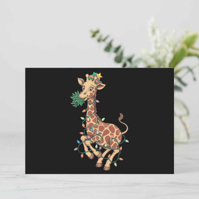 Cartes Pour Fêtes Annuelles Cadeau drôle d'amour de girafe d'arbre de Noël Amo (Debout devant)
