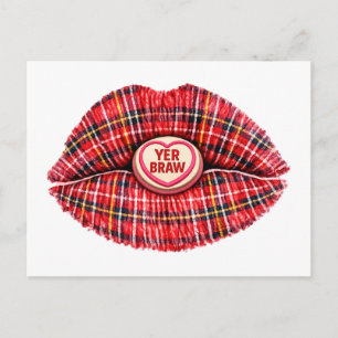 Cartes Pour Fêtes Annuelles Cadeau Écossais Tartan Lèvres Amour Pop Art