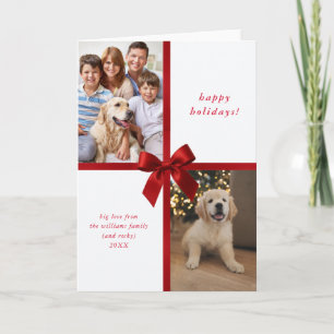 Cartes Pour Fêtes Annuelles Cadeau emballé avec un nœud ruban rouge 2 photo fa