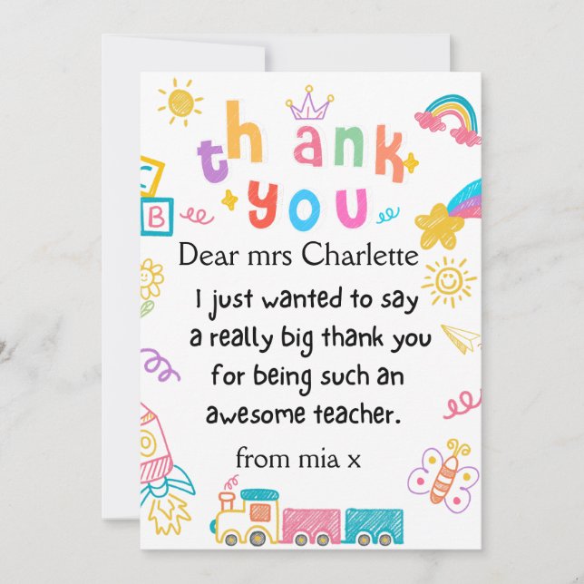 Cartes Pour Fêtes Annuelles Cadeau enseignant personnalisé, Cadeau enseignant, (Devant)