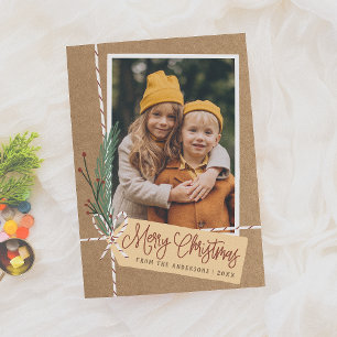 Cartes Pour Fêtes Annuelles Cadeau et Bow Joyeux Noël Photo de Noël