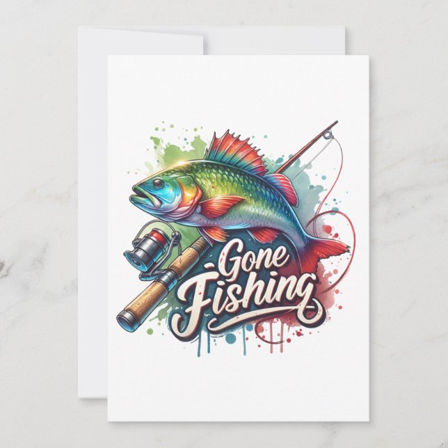 Cartes Pour Fêtes Annuelles Cadeau Fisher Parti Pêcher (Devant)