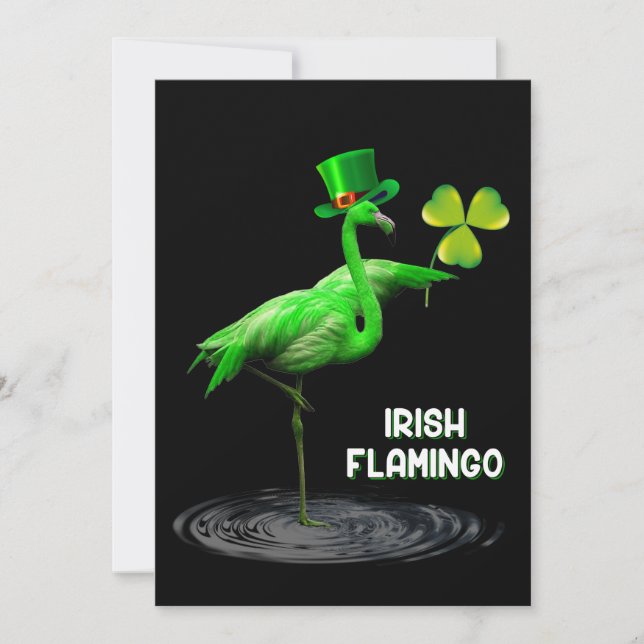 Cartes Pour Fêtes Annuelles Cadeau Flamant rose | Irish Flamant rose Green (Devant)