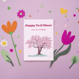 Cartes Pour Fêtes Annuelles Cadeau personnalisé Happy Tu B'shvat Pink Tree