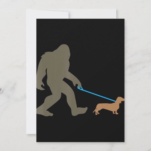 Cartes Pour Fêtes Annuelles Cadeau pour chien | Bigfoot promenant un teckel (Devant)