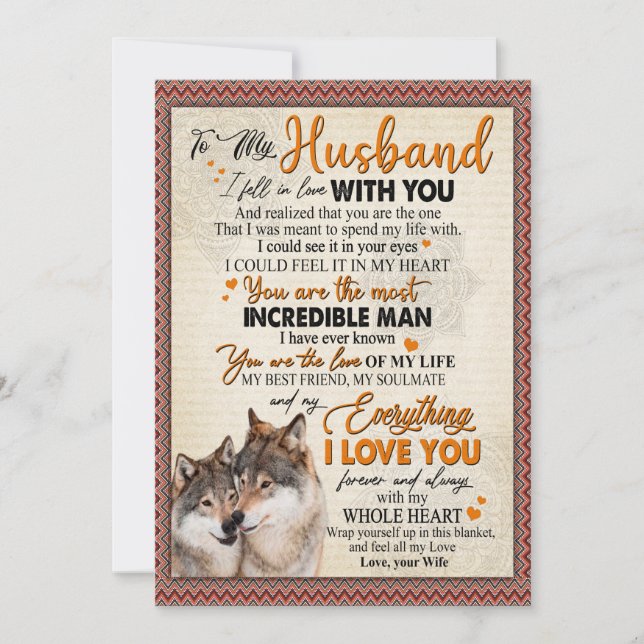 Cartes Pour Fêtes Annuelles Cadeau pour mari | Lettre à mon mari de la part de (Devant)