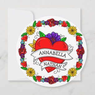 Cartes Pour Fêtes Annuelles Cadeau romantique à deux   Art du style tatouage