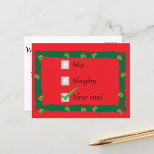 Cartes Pour Fêtes Annuelles Cadeau vilain ou gentil peu importe Vœux de fêtes