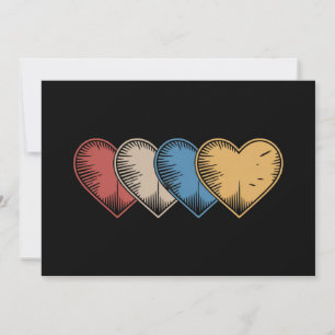 Cartes Pour Fêtes Annuelles Cadeau vintage de la Saint-Valentin aux cœurs rétr