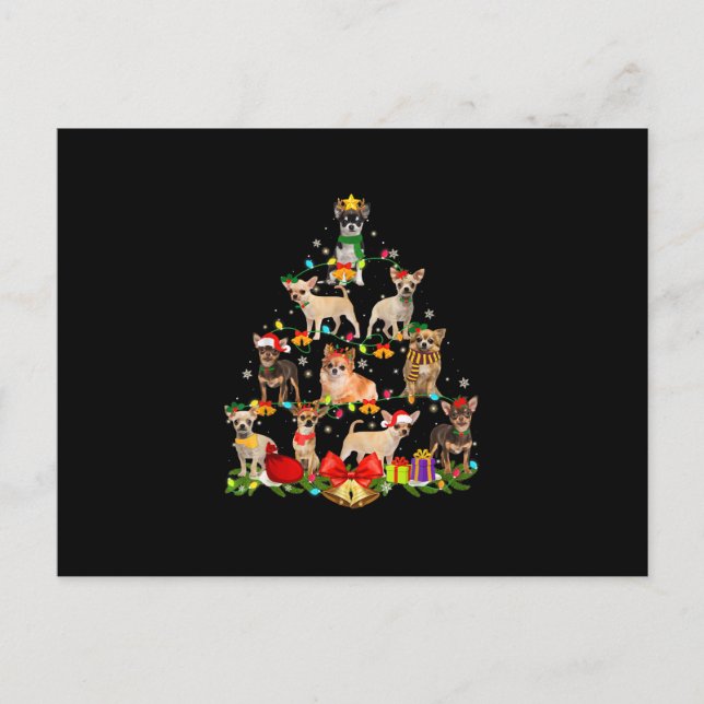 Cartes Pour Fêtes Annuelles Cadeaux Amoureux de les chiens Chihuahua Arbre Lum (Devant)