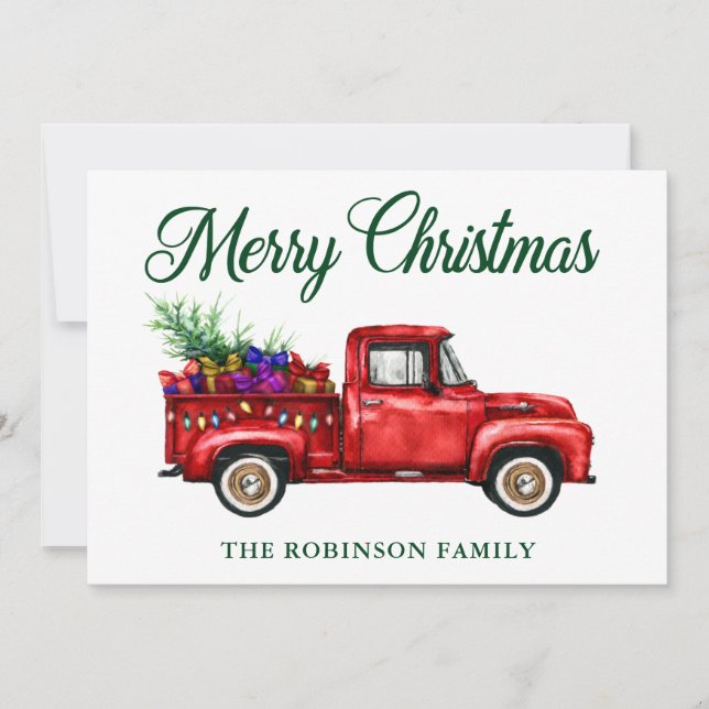 Cartes Pour Fêtes Annuelles Cadeaux classiques de Camion Rouge Arbre Noël Nom  (Devant)